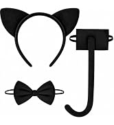 Tedercle 3 Pieces Black Cat Ears Headband Costume Accessories Set – Cat Ears Headwear, Tail, and ...