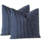OTOSTAR Pack of 2 Striped Patchwork Farmhouse Decorative Throw Pillow Covers 18 x 18 Inch Square ...