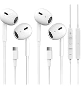 2 Packs USB C Headphones for iPhone 17/16/15 Pro Max Plus Type C Earphones with Microphone &amp; Remo...