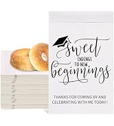 JarThenaAMCS 100Pcs Graduation Cookie Treat Bags Sweet Endings to New Beginnings Self-Adhesive Co...