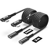 JBTOP Right Angle USB C Extension Cable[2 Pack 6.6Ft], L-Shaped 40Gbps USBC Extension Cable, 240w...