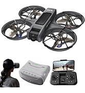 FPV Drone with Camera and VR Glasses, Brushless Motor Optical Flow Cool LED Lights Drones Dual Ca...