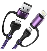 4-in-1 USB C Cable Apple MFi Certified Lightning Cable 6.6ft, 60W Type C Charger Fast Charging Ny...