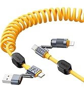 Vexipia 4-in-1 Coiled USB C Cable for Car [180W Fast Charging] USB C to L Cable [CarPlay&Android ...