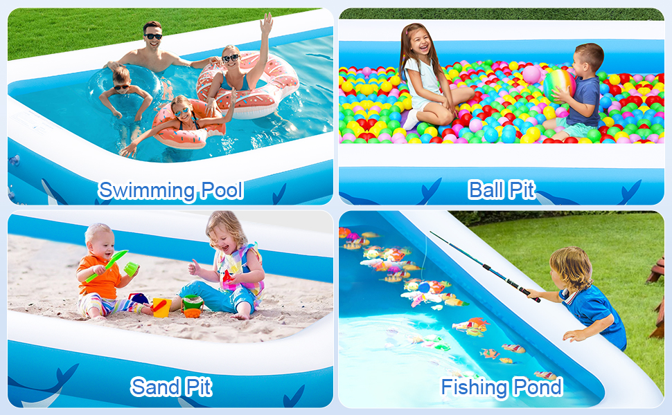 Large Inflatable Pool for Adults Kids,Blow-up Pools Inflatable Swimming Pool with Pump, Kiddie Pool