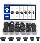 BOPOREAE 70PCS Tophat Silicone Rubber Grommets for Wiring Assortment Kit, Waterproof Automotive F...