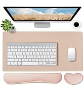 Bloss Leather Desk Pad and Keyboard Wrist Rest, Large Mouse Pad + Keyboard Pad+Mouse Wrist Suppor...
