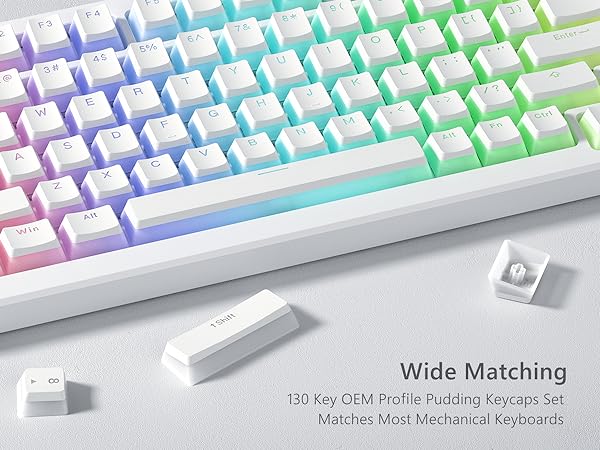 Pudding Keycaps, Shine Through Keycaps, PBT Keyboard Keycaps Set