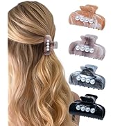 HOKEMP 4 Pcs Hair Claw Clips for Women, 6cm Medium Pearl Acrylic Claw Clips, Non-Slip Claw Clips ...
