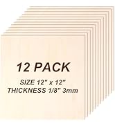 Philorn Basswood Sheets 12"x12"x 1/8", 12 Pack Plywood Sheets 3mm with Smooth Surfaces for Laser ...