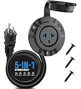 MICTUNIGN 5-in-1 Outdoor Power Outlet, 20A 125V 12AWG Receptacle Outlet Weatherproof Cap, RV Shor...