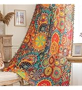 Erbnaryx Boho Curtains Geometric Light Filtering Semi-Blackout Window Curtains 54 Inches Long Rod...
