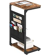 Vovonusy C-Shaped End Table, Small Couch Side Table with Storage Bag, Sofa Table for Living Room,...