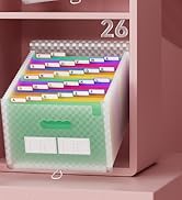 accordian file organizer green