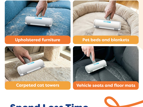Pet Hair Removal Tool w/Fur Trapping Compartment and Detachable Handle