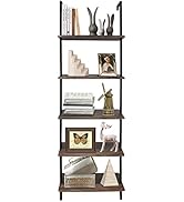 aboxoo Ladder Shelf Open Bookshelf 5-tier Wood Wall-mounted Bookcase Storage Rack Open back Indus...