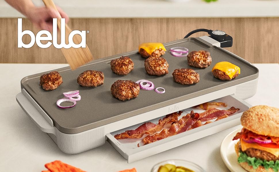 bella 10 x 20 Griddle w Warming Tray, Oatmilk