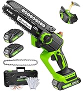 Mini Chainsaw Cordless, 6 Inch Electric Chainsaw with 2 Battery, Handheld Battery Powered Chain S...