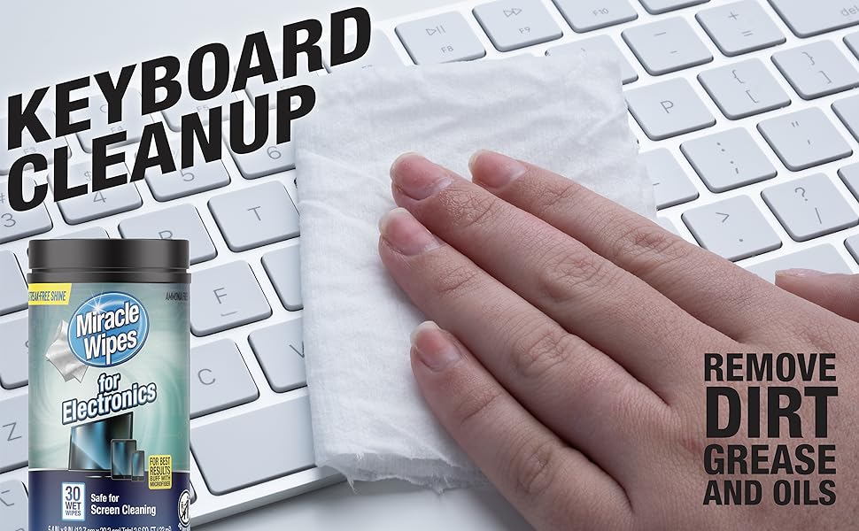 Clean keyboards to remove fingerprints, oils, grease and dirt.