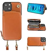 Bocasal Crossbody Wallet Case for iPhone 14, RFID Blocking Leather Purse Case with Card Holder, P...