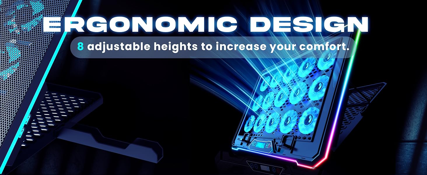 cool computer gadgets rgb laptop cooling pad stand for desk with fan gaming lap accessories usb hub 