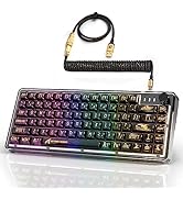 K75 Mechanical Keyboard, Transparent PC Keycaps, Custom RGB Gaming Keyboard, Gasket QMK/VIA Keybo...