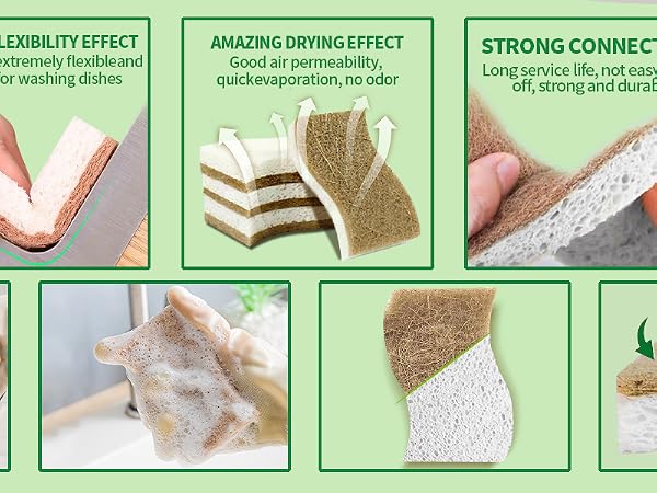 Sponges Kitchen Natural Dish Sponge Plant-Based