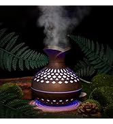 Portable Mini Humidifier, 300ml Small Humidifiers Wooden Vase Flower Aroma Diffuser, Quiet Cool M...