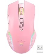 SIMGAL RGB Wireless Gaming Mouse, Pink, Rechargeable, Ergonomic Design, Adjustable DPI, Compatibl...