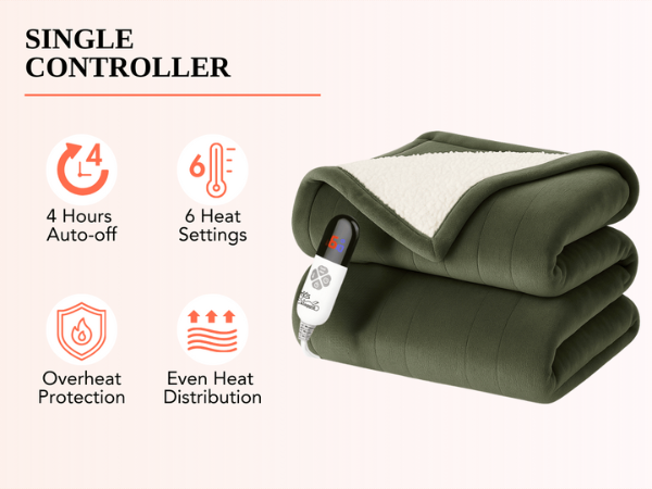 green heated throw blanket