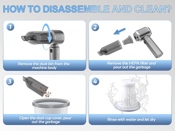 KedeeSparkle Mini Car Vacuum Cleaner, 4 in 1 Cordless Vacuum Cleaner