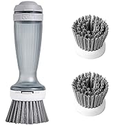 CQT Dish Brush, Dish Scrub Brush with Soap Dispenser for Dishes Kitchen Sink Pot Pan Scrubbing, 1...