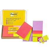 Post-it Super Sticky Notes, 's Exclusive Color Collection, Guava, Iris, Neon Green, 12 Pads...