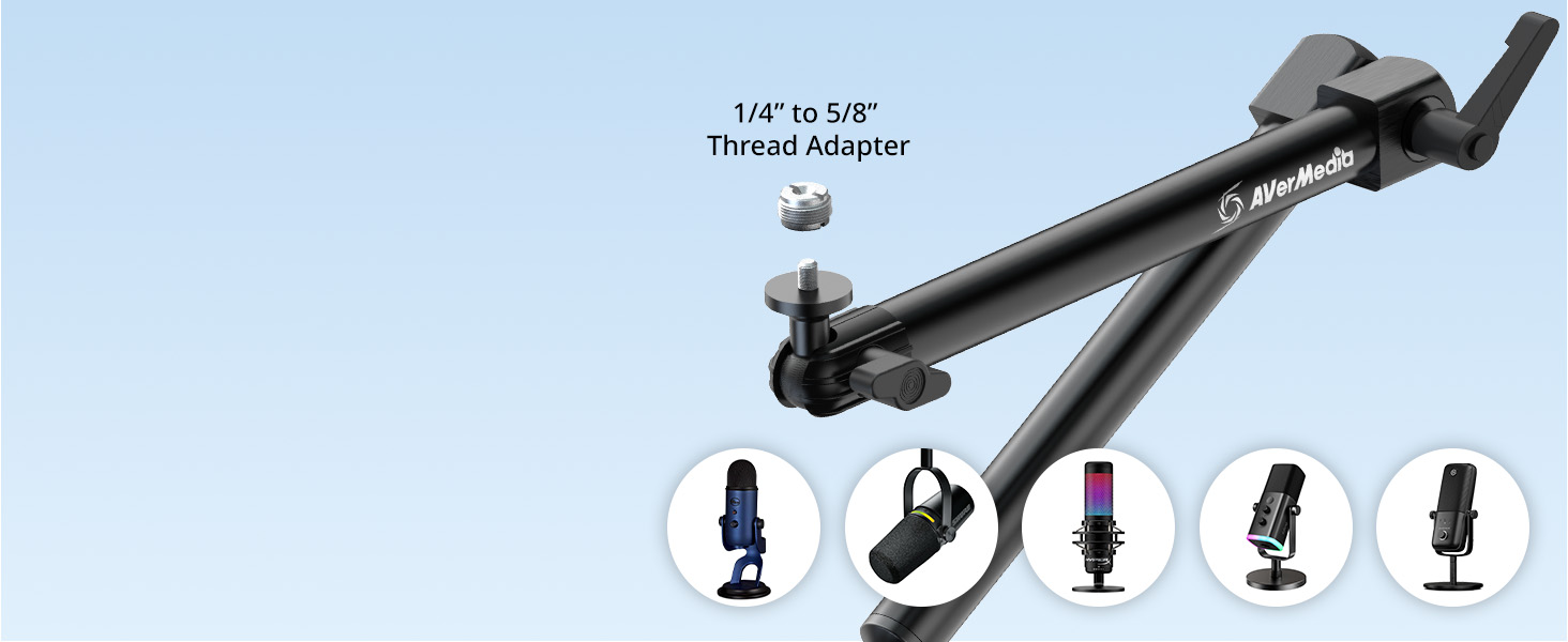 podcast equipment bundle, mic stand, microphone stand, mic arm, gaming setup, gaming desk accessory