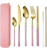 AARAINBOW 7 Pieces Stainless Steel Flatware Set Portable Reusable Cutlery Set Travel Utensils Set...