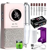 Professional Electric Cordless Nail Drill File:Glitter Portable Cordless E-File Nail Drill Kit wi...