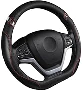 Cxtiy D-Shape Leather Steering Wheel Cover Universal (Black)