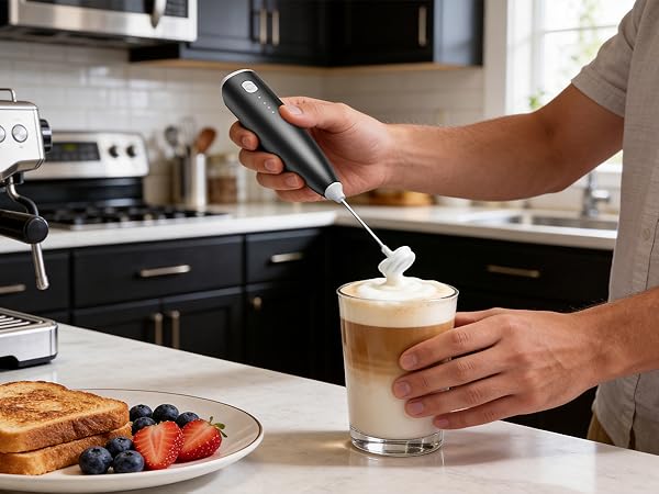  3-Speed Milk Frother: 20s Fast Creamy Foam vs 30s Slow, for Lattes, Cappuccinos &amp; Matcha
