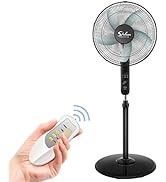 Simple Deluxe Oscillating 16? Adjustable 3 Speed Pedestal Stand Fan with Remote Control for Indoo...
