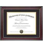 upsimples Diploma Frame 11x14, Wood Grain with Gold Beading, 1 Pack | Certificate Degree Frame, F...