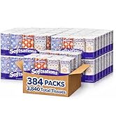 3,840 Count 3-Ply Pocket Facial Tissues – 384 Travel Packs with 10 Tissues Each, Bulk Value Pack