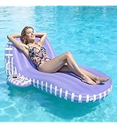 JOSEN Pool Floats Adult Heavy Duty, Inflatable Pool Lounger Float with Cup Holder and Caddy, Extr...