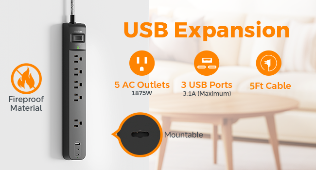 5ft power strip