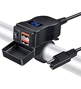Randpow Motorcycle USB Charger(36W), Dual USB Motorcycle Phone Charger Port, SAE to USB Adapter w...