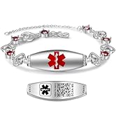 Theluckytag Upgraded Medical Bracelets Men Women with QR Code Medical Alert ID Bracelets - Titani...