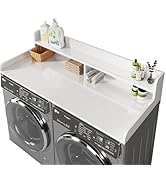 BigPonPon 2-Tier Washer and Dryer Countertop with 2.75" H Guard,58" W x 28" D Laundry Countertop ...