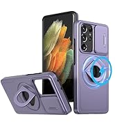 ANNGELAS for Samsung Galaxy S21 Ultra Mag-Safe Kickstand Case with Slide Camera Cover,Slim Shockp...