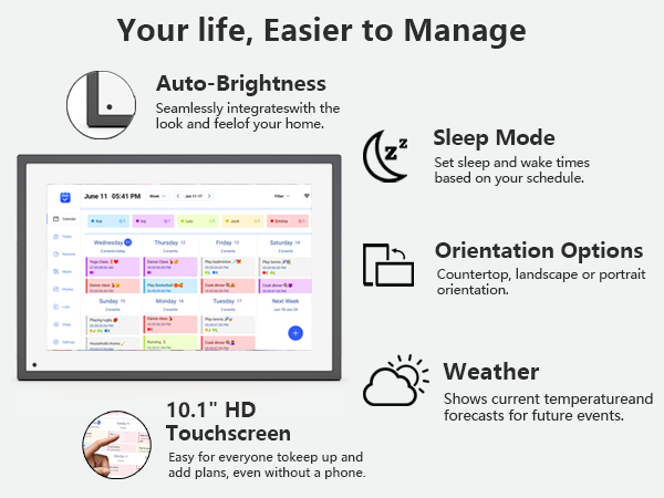 10.1 Inch Digital Calendar Digital Photo Frame Electronic Wall Calendar Chore Chart Wall Planner