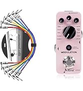 AITONE Modulation Pedal (AT-03) and Patch Cables 6 Pack 1/4" inch TS Right Angle Guitar Patch Col...