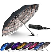 LLanxiry Compact Travel Umbrella, Windproof UV Protection Mini Folding Umbrellas for Rain Small P...